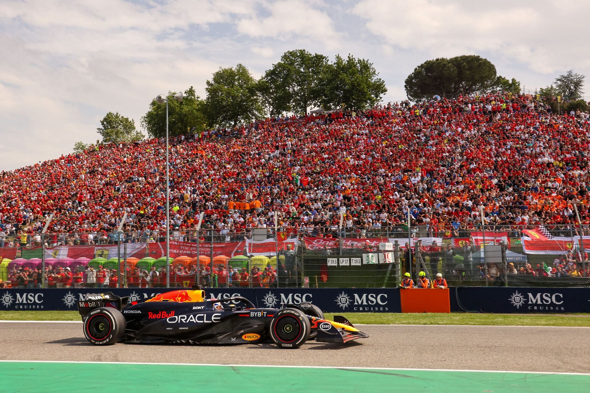 Max Verstappen driving the Oracle Red Bull Racing RB20 Honda RBPT during the Imola GP. Source: Getty